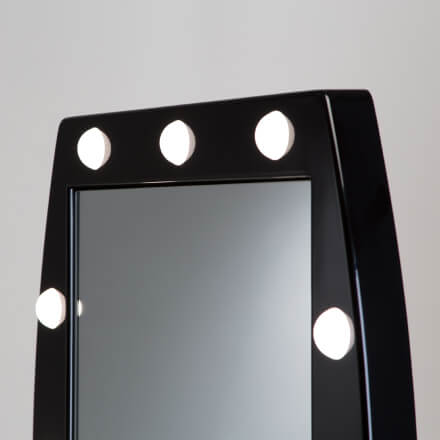 Miroir avec 12 lumières de maquillage mod. MDT en méthacrylate noir Miroir avec 12 lumières de maquillage mod. MDT en méthacrylate noir
