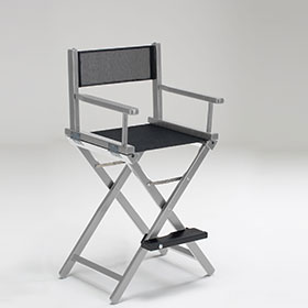 Chaise haute maquillage en bois, couleur argent