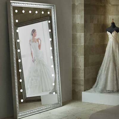 Miroir en bois grande taille, avec éclairage