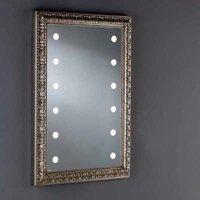 Miroir design italien avec cadre en bois et éclairage