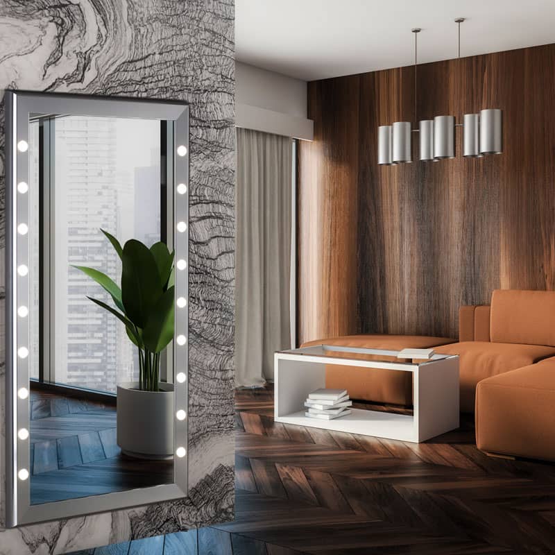 Grand miroir design dans le séjour