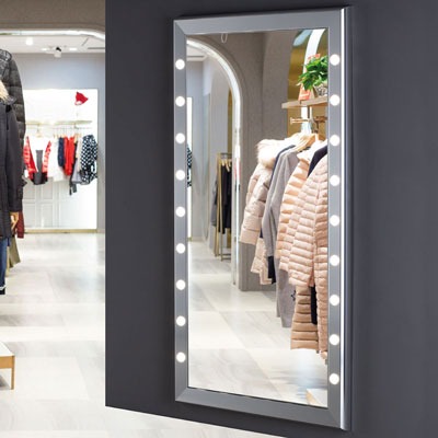 Grand miroir avec lumières pour cabine d'essayage